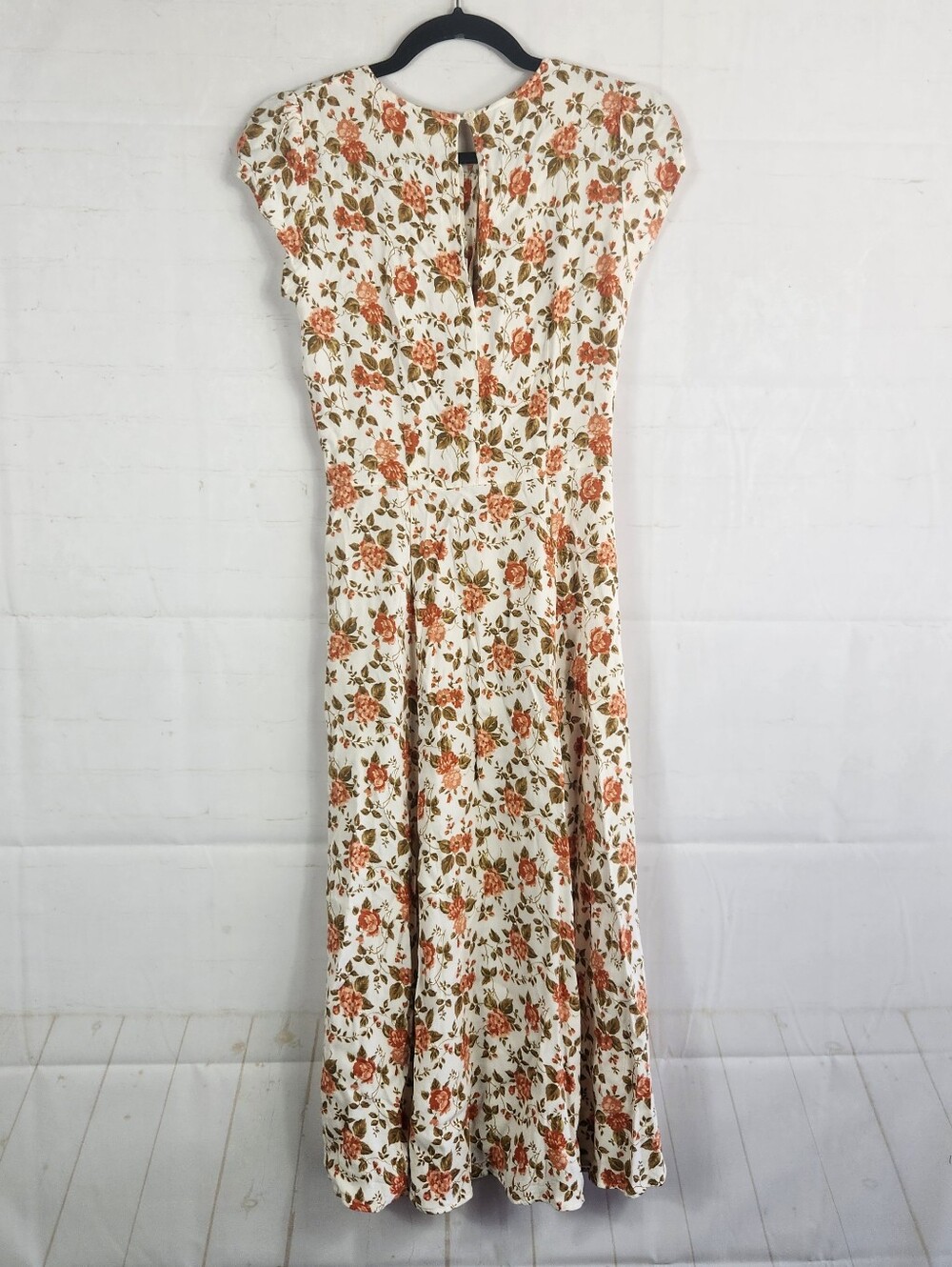 Reformation Fauna Floral Midi Dress Size 2 White Orange Button Front Cottagecore - Picture 5 of 16
